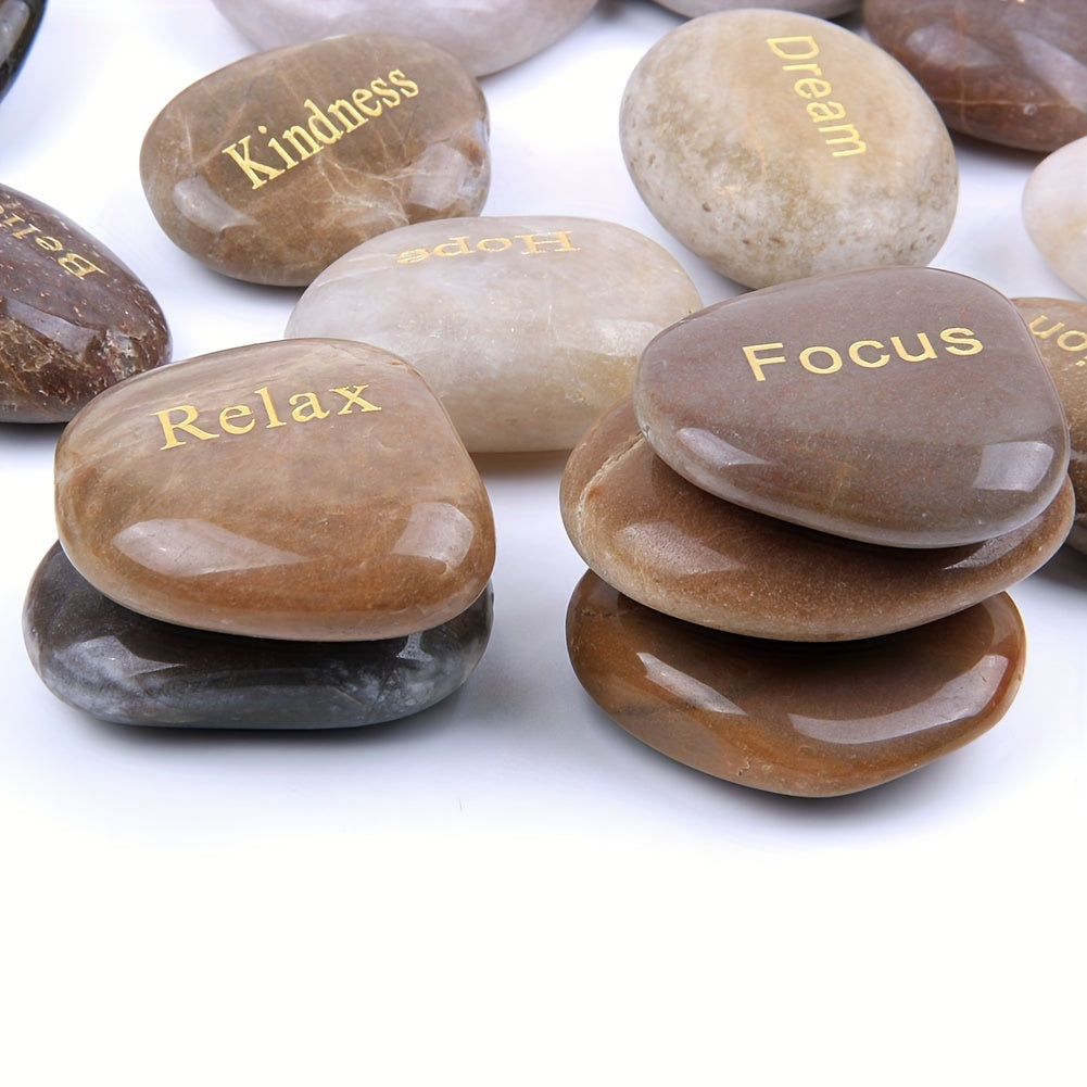 25pcs/pack, Natural energy stones with words of encouragement