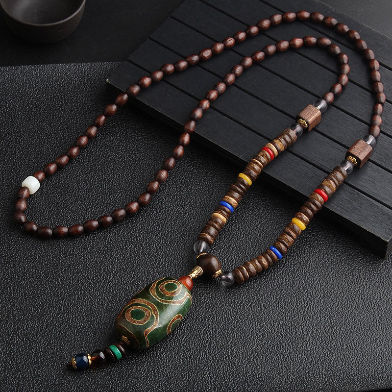 Mala Wood Beads Pendant & Necklace