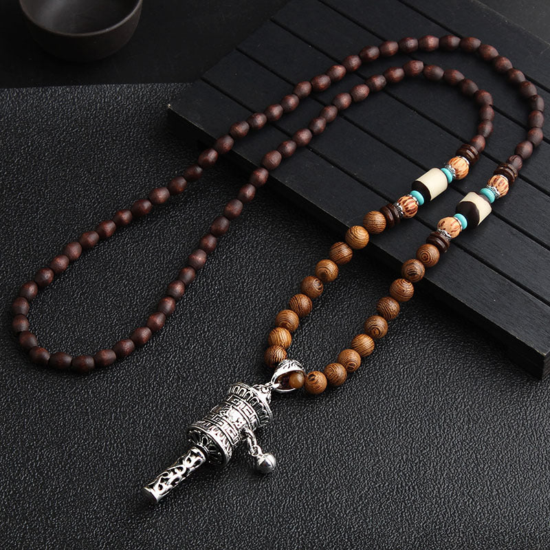 Mala Wood Beads Pendant & Necklace