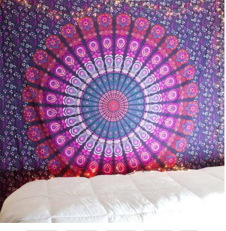 Tapestry mandala peacock