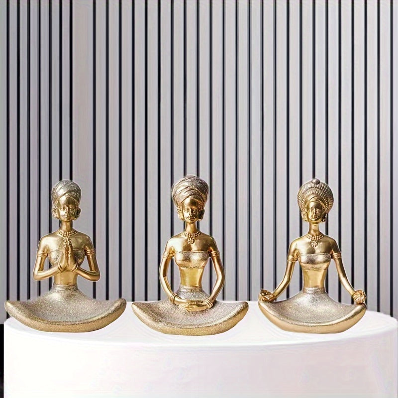 Decorative resin figurines of meditating girl