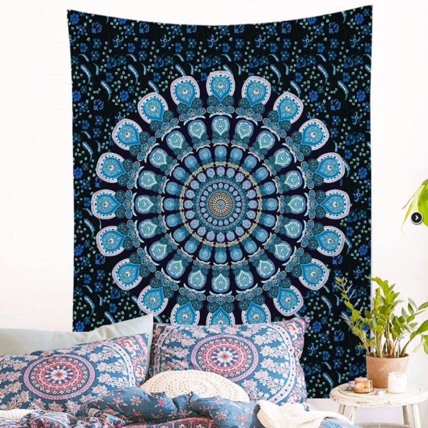 Tapestry mandala peacock