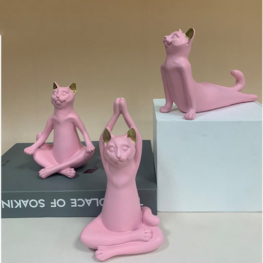 Yoga cat statues