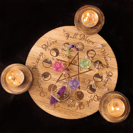 Wooden candlestick with pentagram