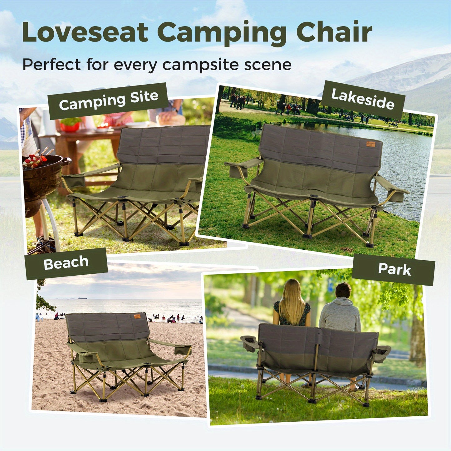 Non-small camping chair with cup holders and padding