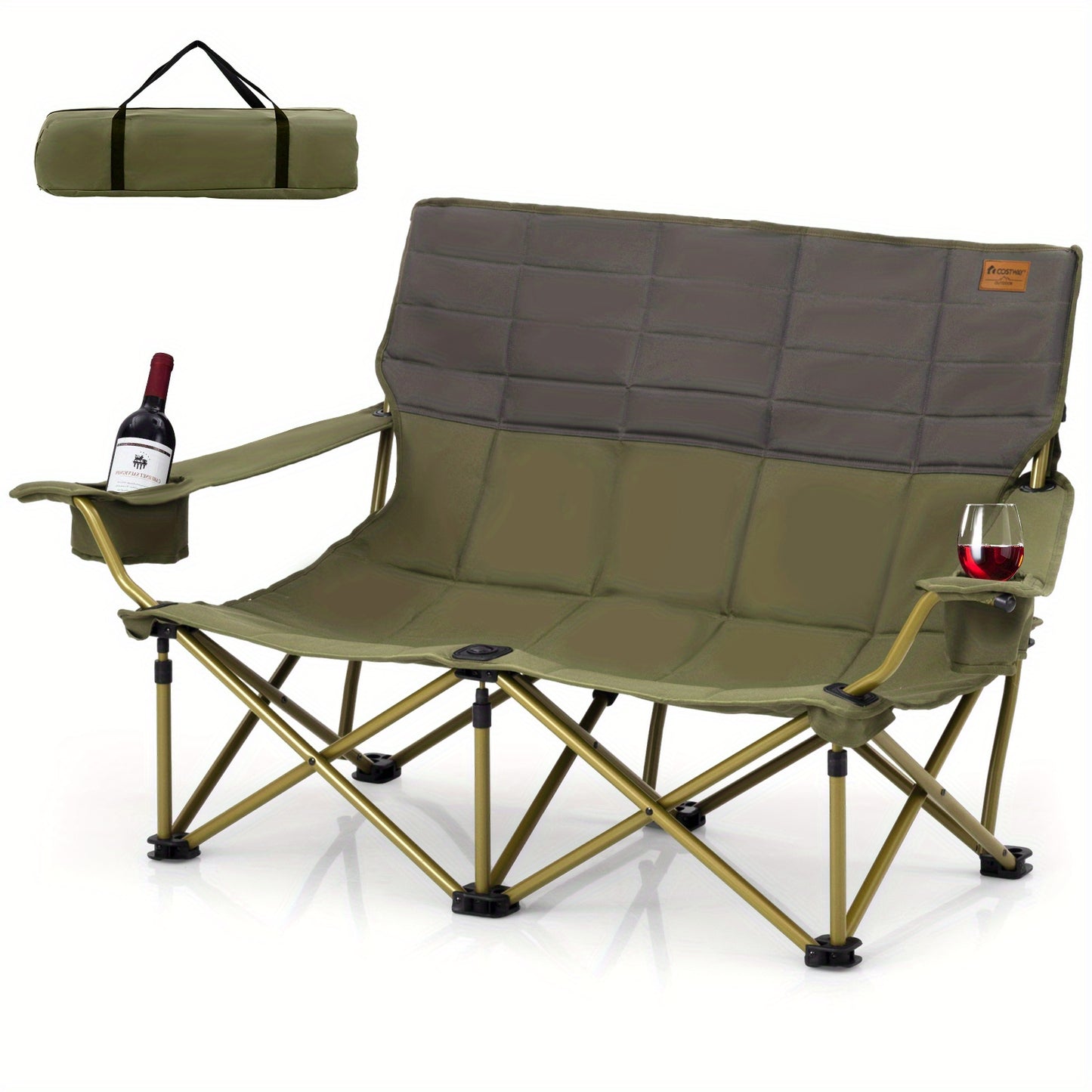 Non-small camping chair with cup holders and padding