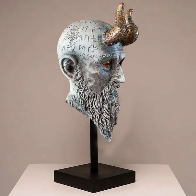 Resin statuette in the form of Mimir's head.