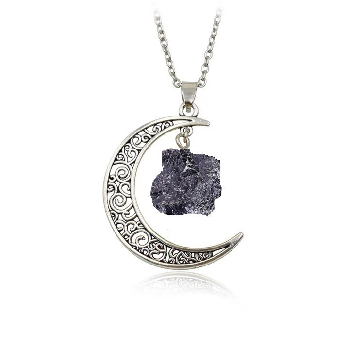 Vintage Moon Necklace Irregular Natural Stone