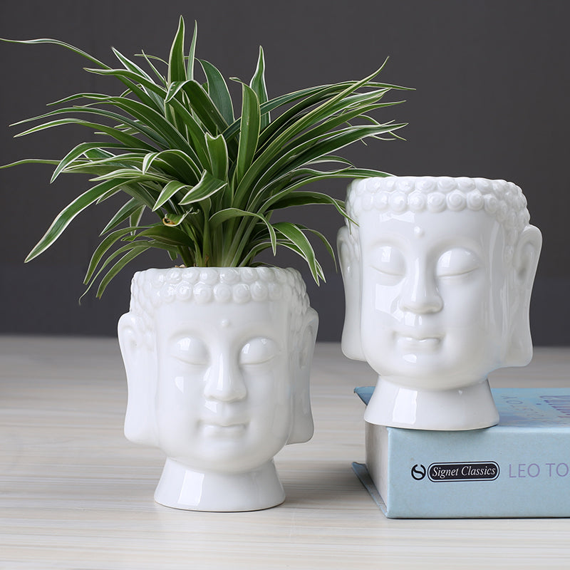 Buddha head ceramic pot