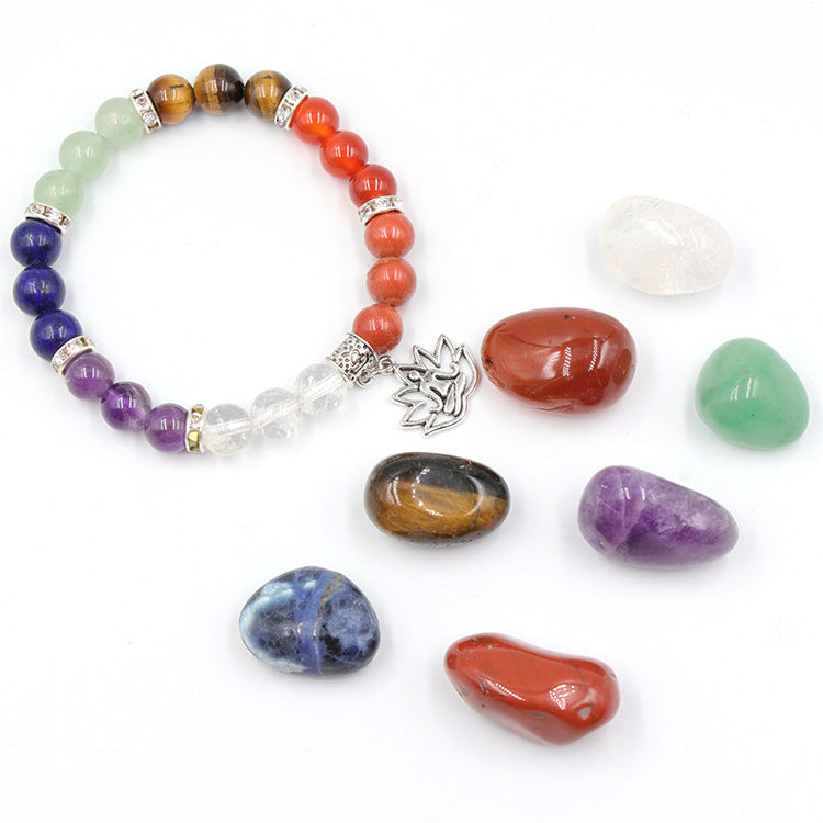 Set of natural mineral stones with bracelet