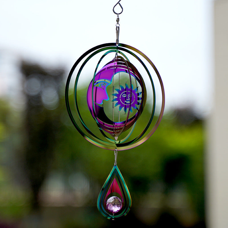 Wind Bell 3D Steel Rainbow Tree of Life with Crystal