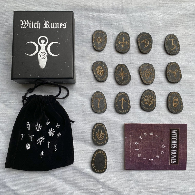 14-Piece Nordic Handmade Wooden Card Rune Set