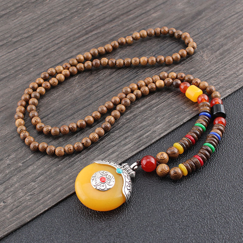 Tibetan Wenge Wood Necklace