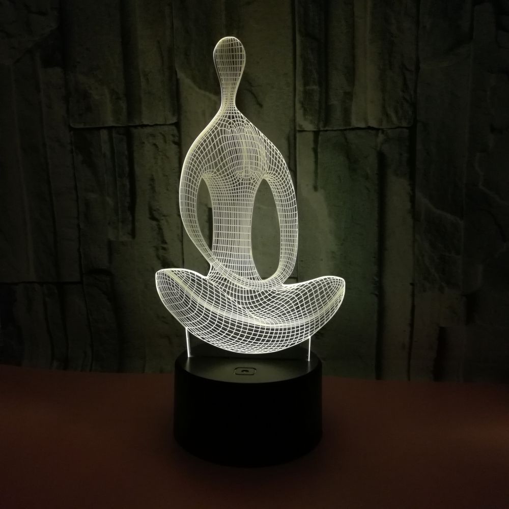 3D illusion lamp sitting meditation visual effect night light 7 colors glow with touch switch USB cable