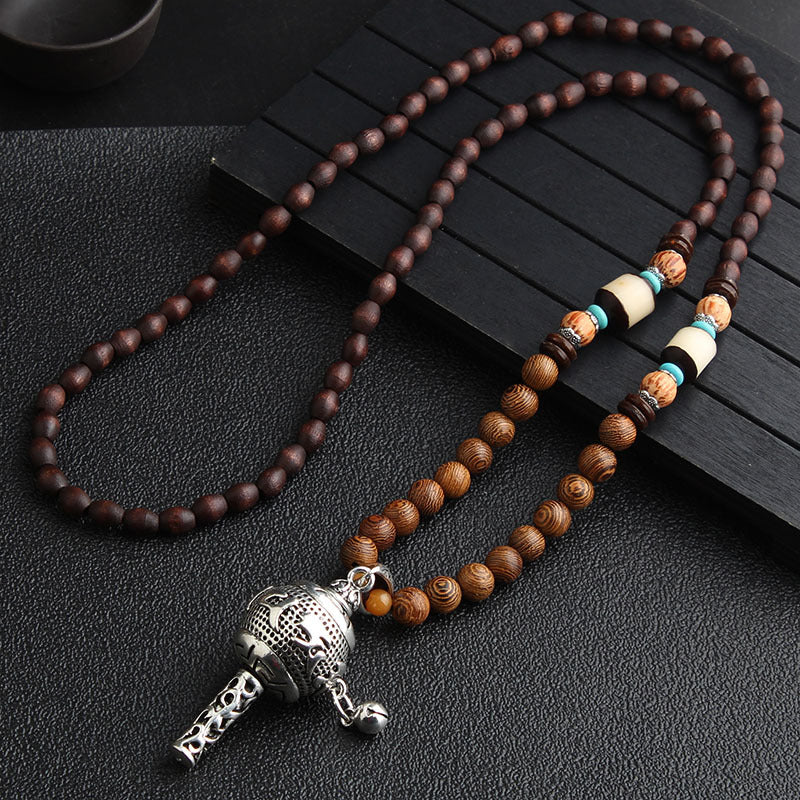 Mala Wood Beads Pendant & Necklace