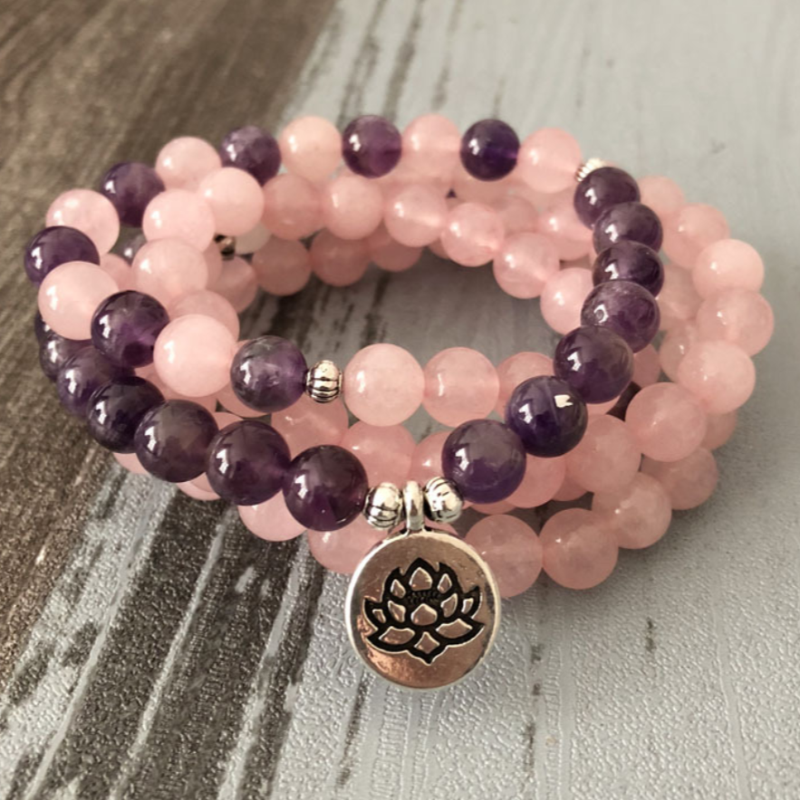 Rose Quartz Amethyst Mala