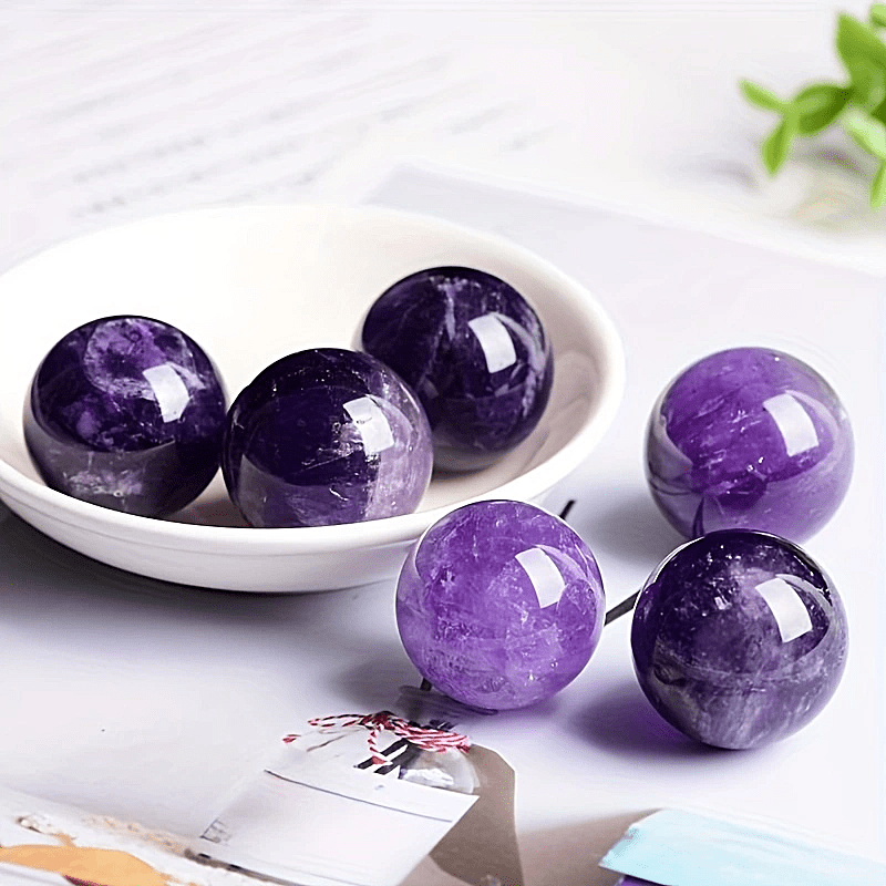 Round Purple Natural Amethyst Sphere/Ball, For Healing