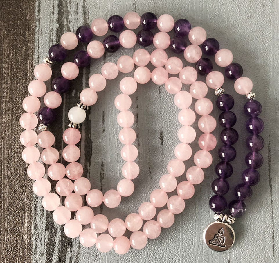 Rose Quartz Amethyst Mala