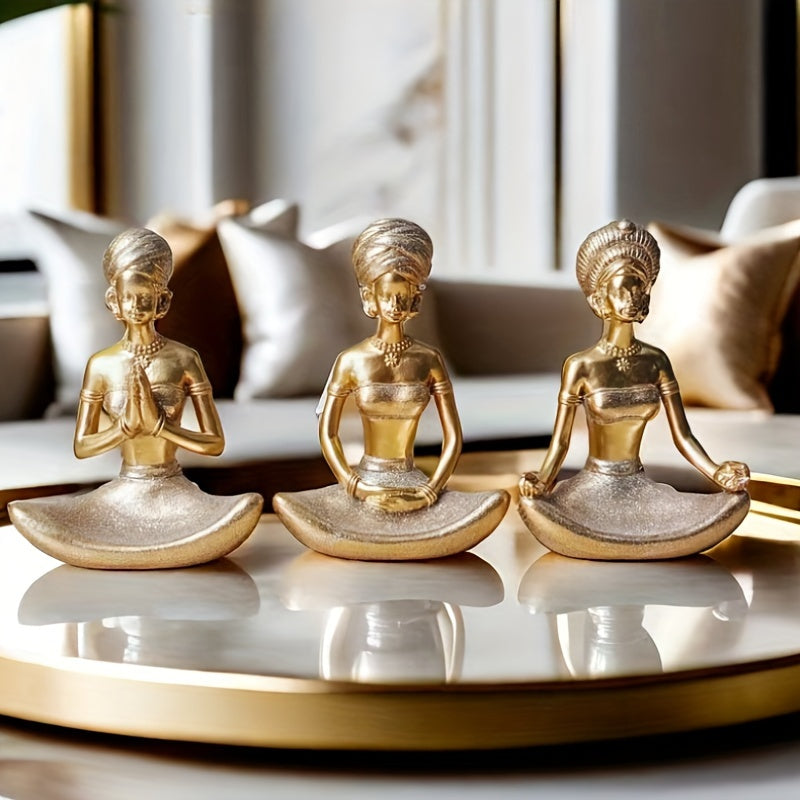 Decorative resin figurines of meditating girl