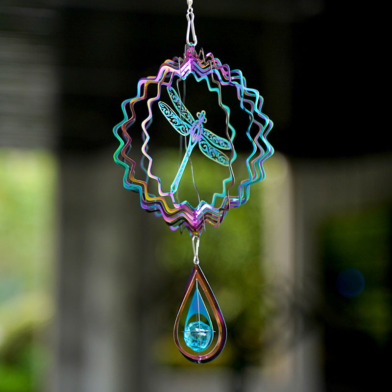 Wind Bell 3D Steel Rainbow Tree of Life with Crystal