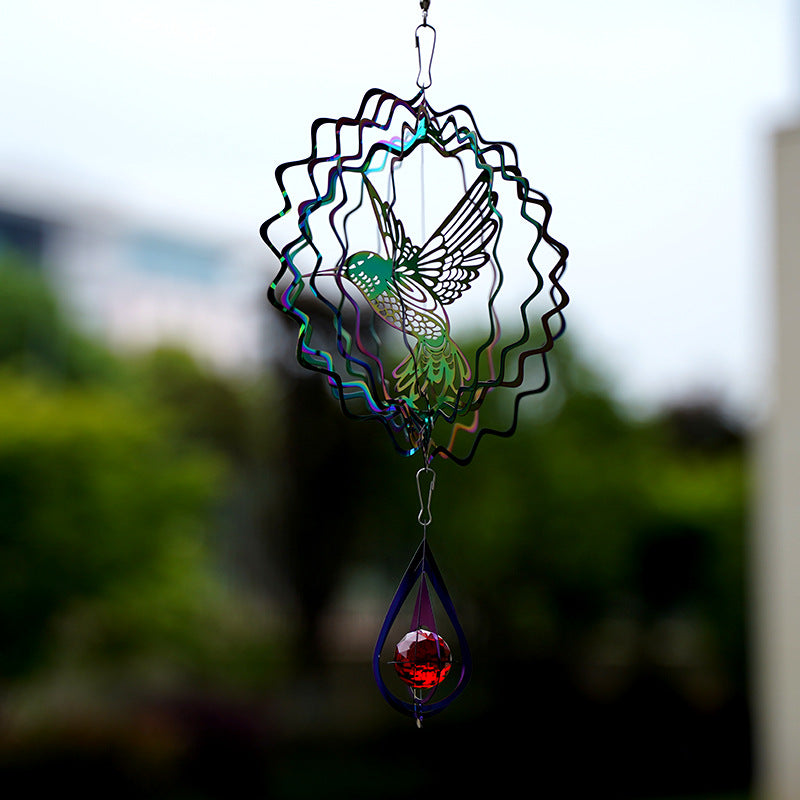 Wind Bell 3D Steel Rainbow Tree of Life with Crystal