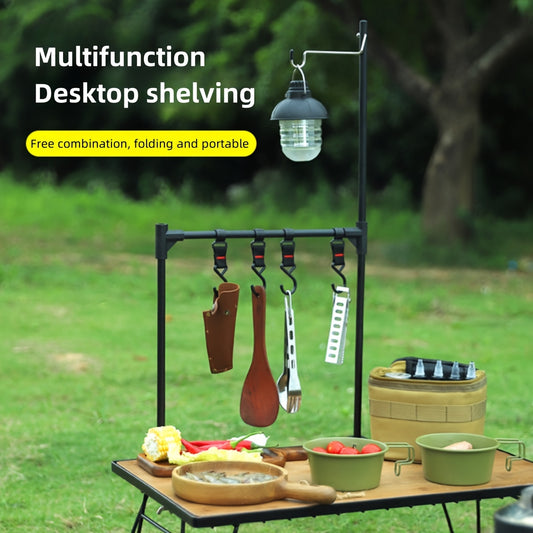 Folding multilayer cutlery rack in aluminium alloy with lamp stand