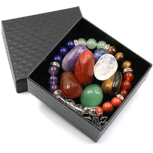 Set of natural mineral stones with bracelet