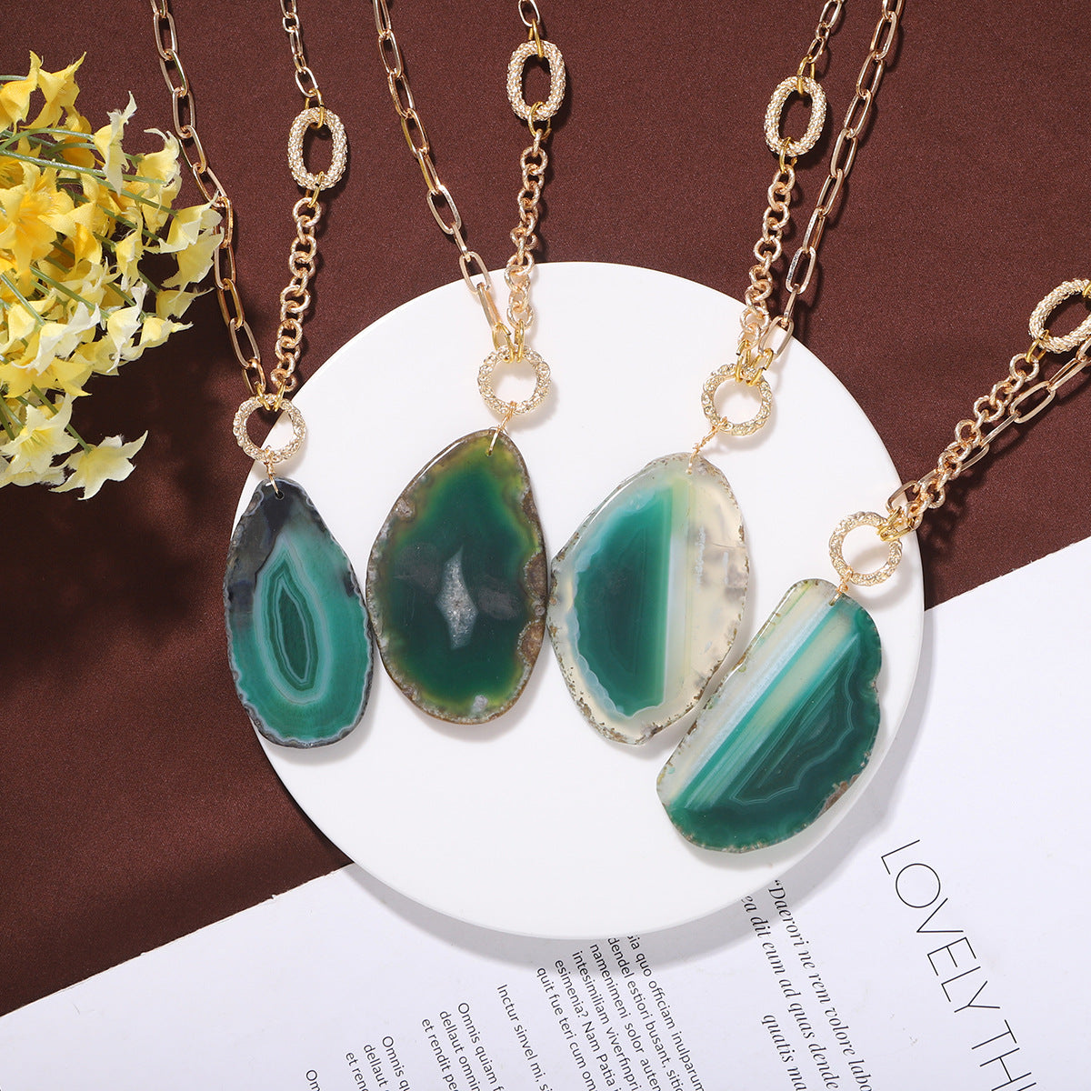 Natural agate pendant on a stylish chain