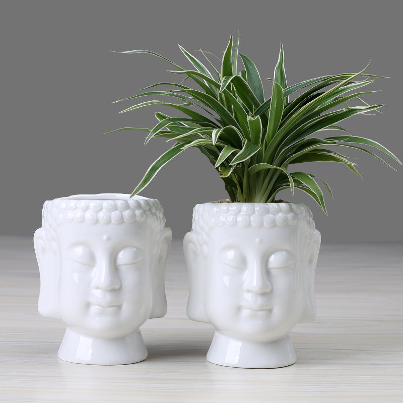 Buddha head ceramic pot