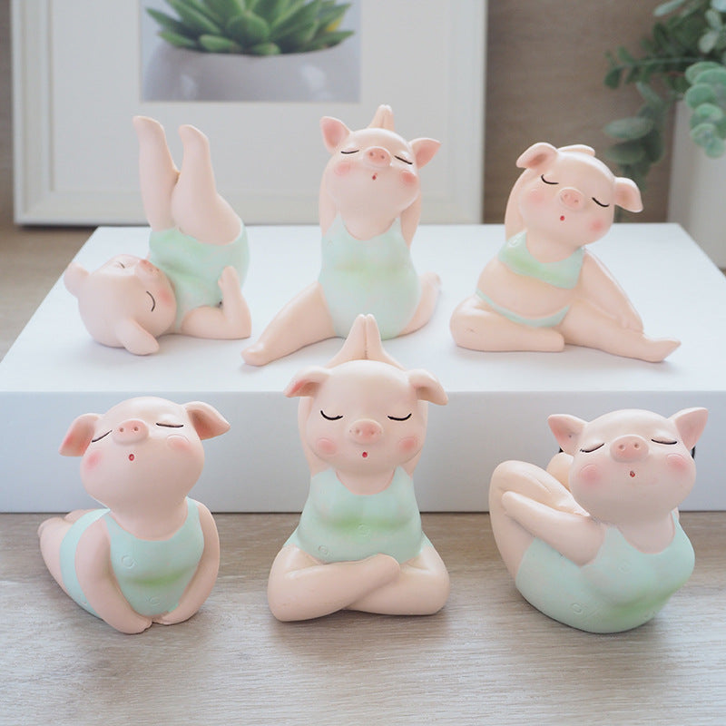 Cute "yoga piglets" ornaments