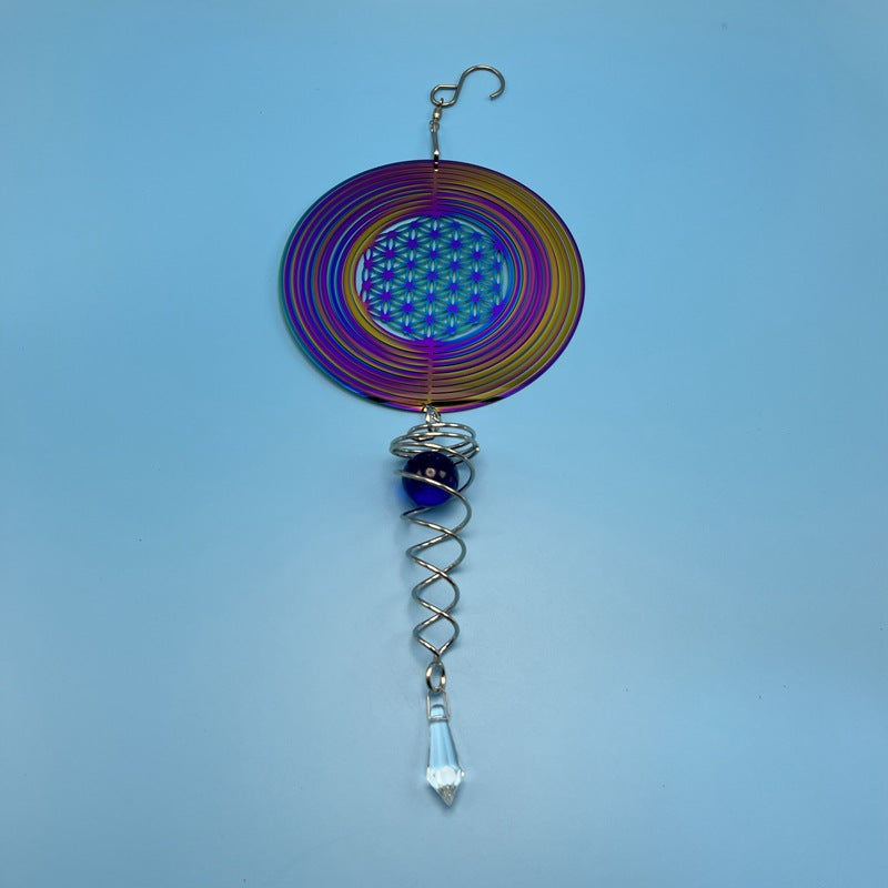 Wind Bell 3D Steel Rainbow Tree of Life with Crystal