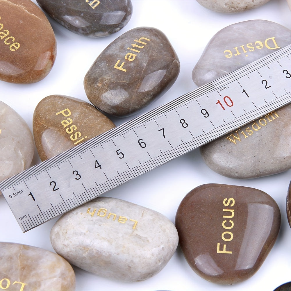 25pcs/pack, Natural energy stones with words of encouragement