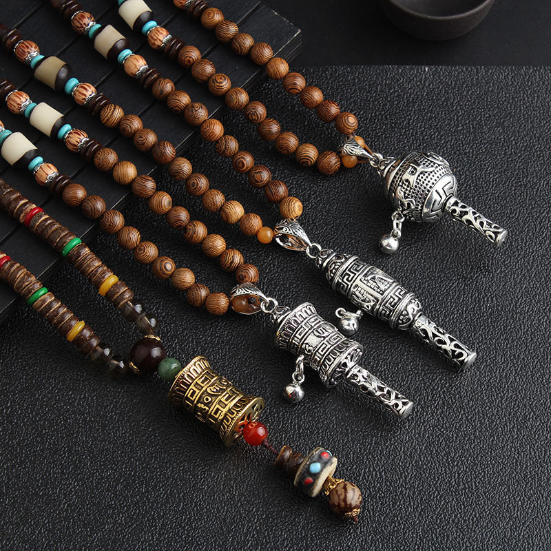 Mala Wood Beads Pendant & Necklace