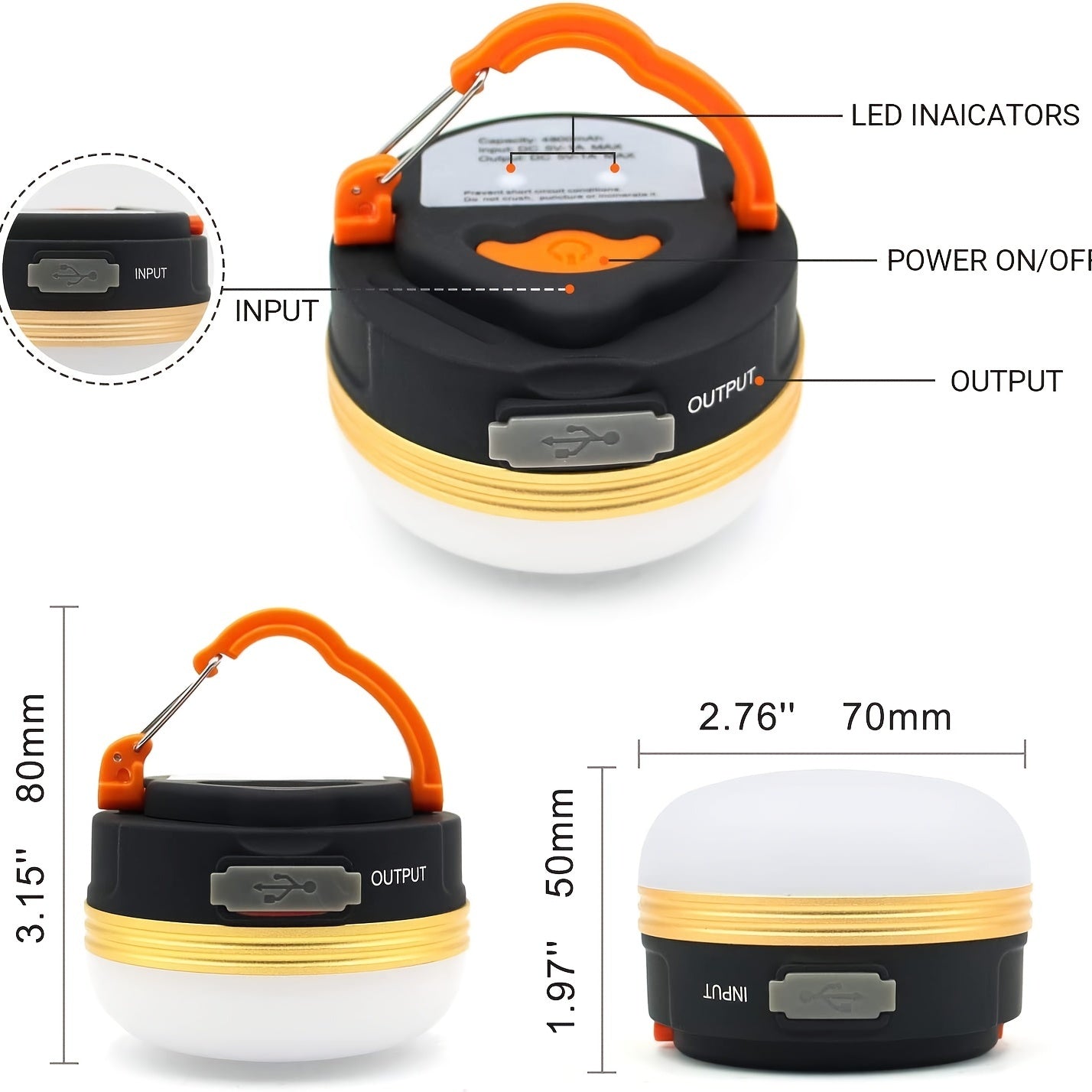 LED camping light with 300LM brightness and 4 lighting modes