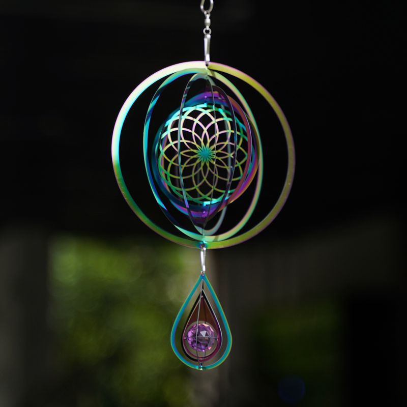 Wind Bell 3D Steel Rainbow Tree of Life with Crystal