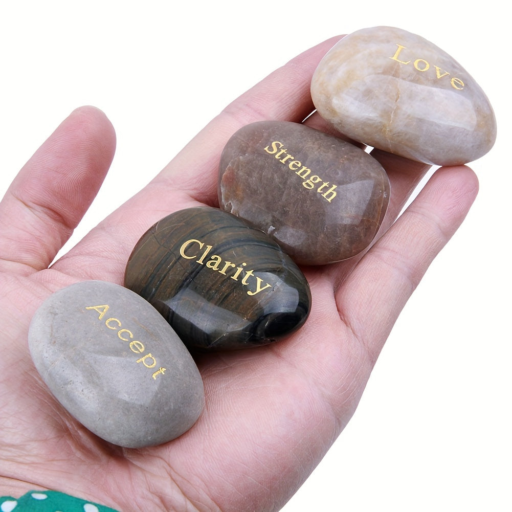 25pcs/pack, Natural energy stones with words of encouragement