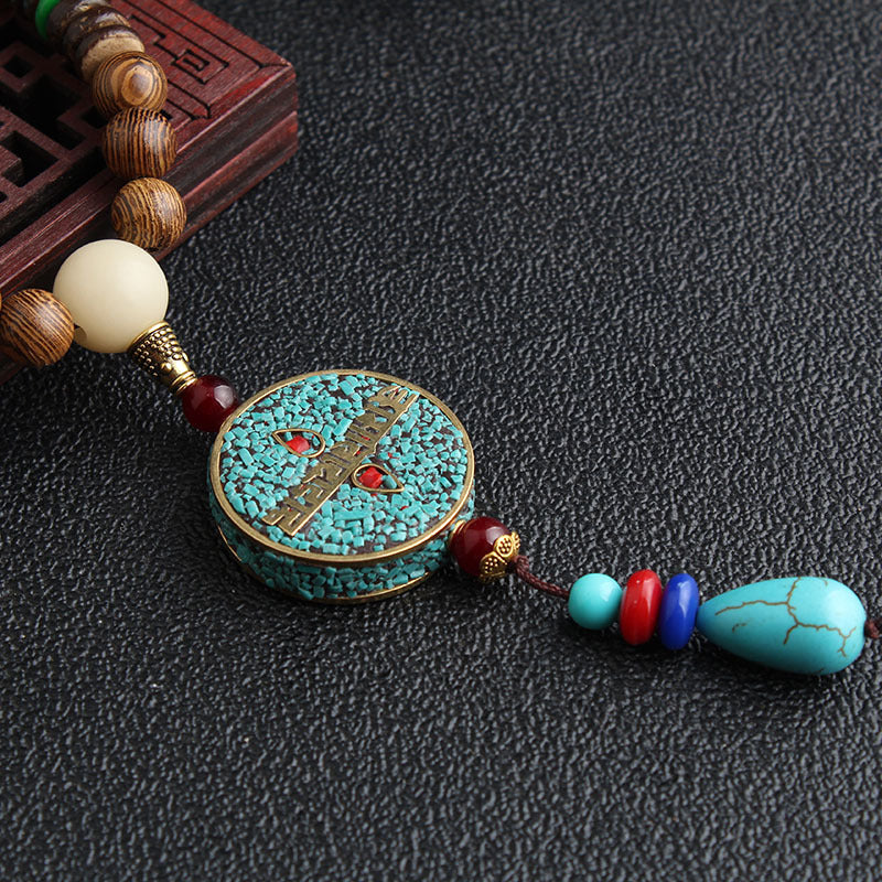 Mala Wood Beads Pendant & Necklace