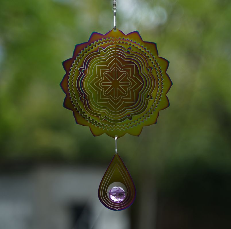 Wind Bell 3D Steel Rainbow Tree of Life with Crystal