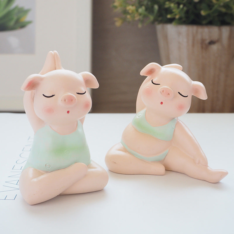 Cute "yoga piglets" ornaments