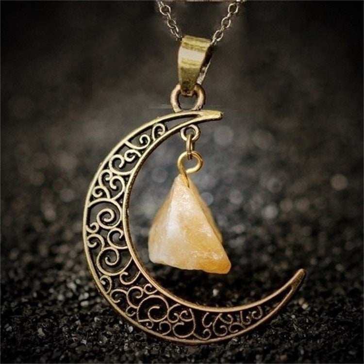 Vintage Moon Necklace Irregular Natural Stone