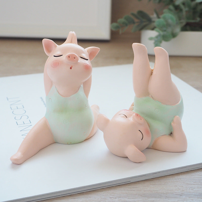 Cute "yoga piglets" ornaments