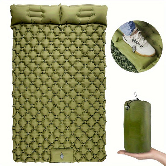 Ultra-Light And Compact Inflatable Mat With Foot Pump And Double Pillow