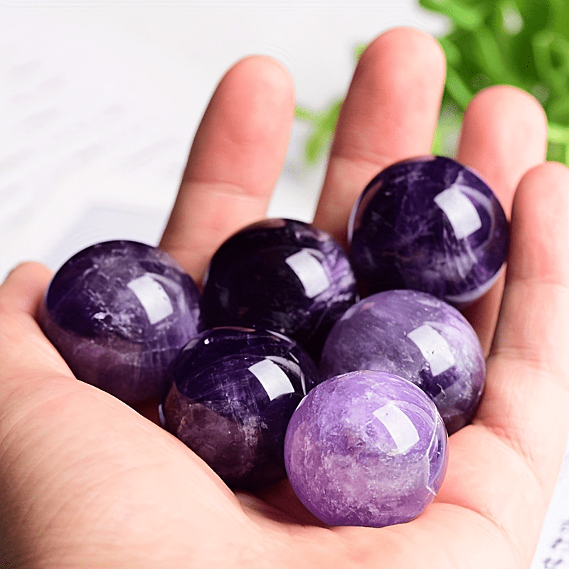 Round Purple Natural Amethyst Sphere/Ball, For Healing