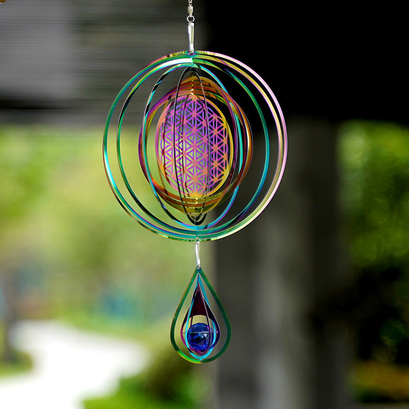 Wind Bell 3D Steel Rainbow Tree of Life with Crystal