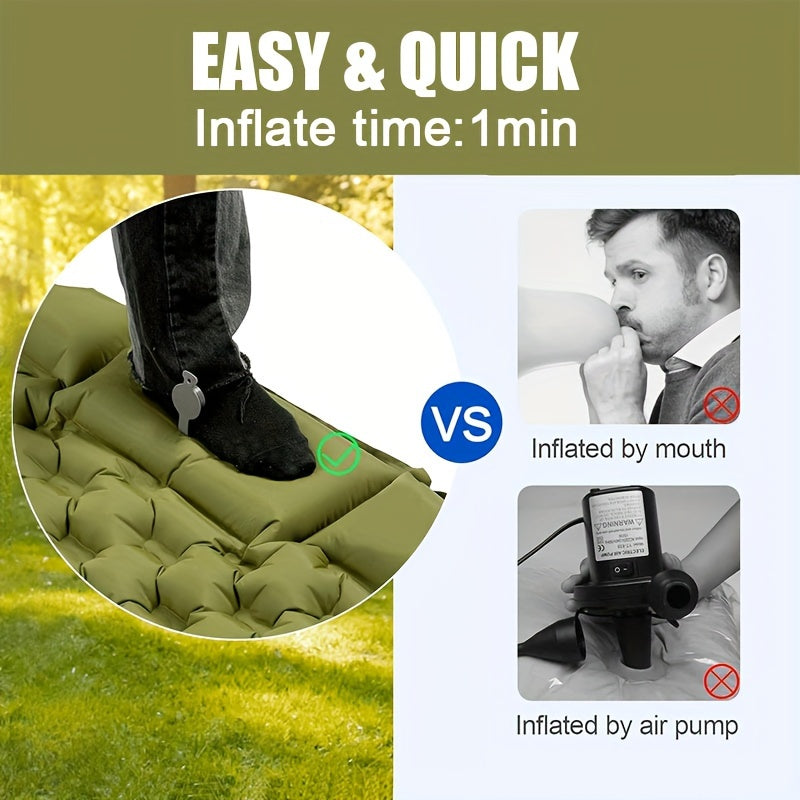 Ultra-Light And Compact Inflatable Mat With Foot Pump And Double Pillow