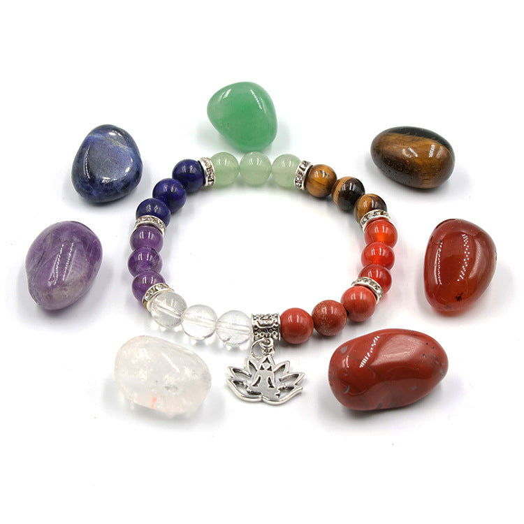 Set of natural mineral stones with bracelet