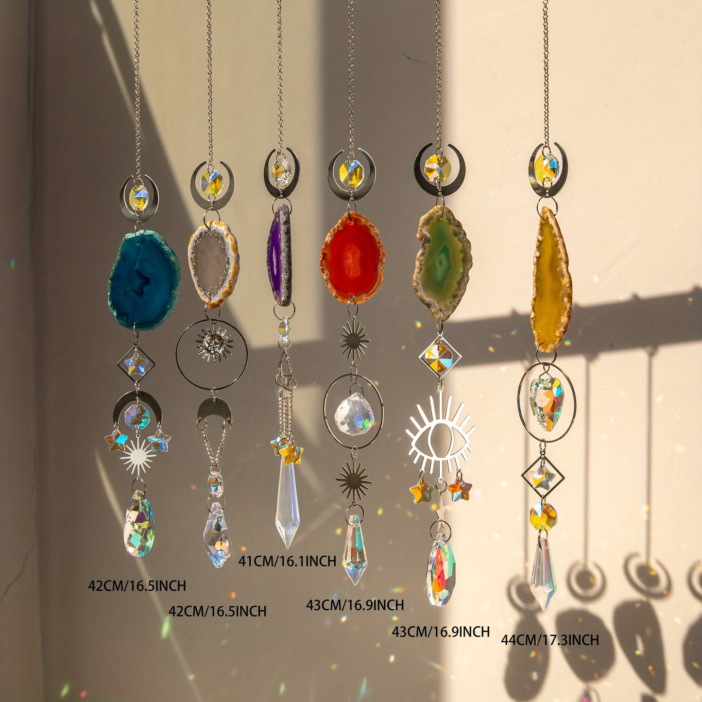 6 pcs. crystal sun catcher with agate and onyx