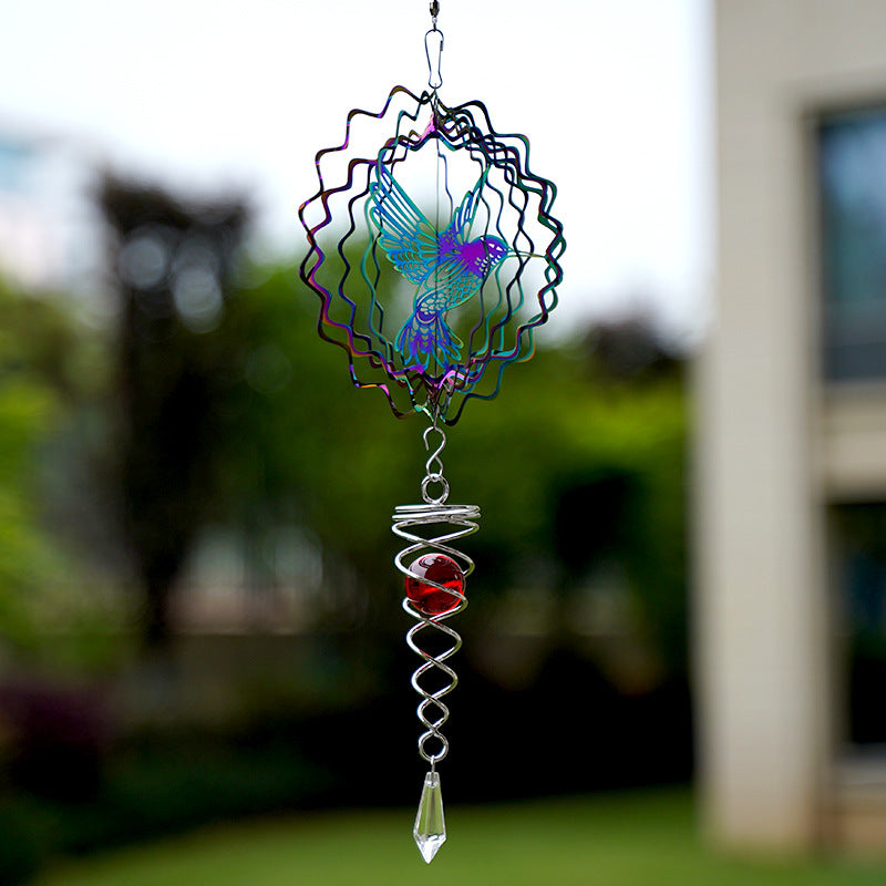 Wind Bell 3D Steel Rainbow Tree of Life with Crystal