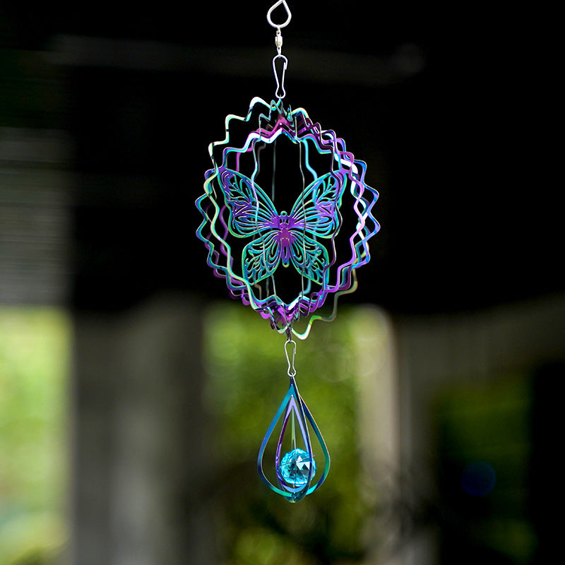 Wind Bell 3D Steel Rainbow Tree of Life with Crystal