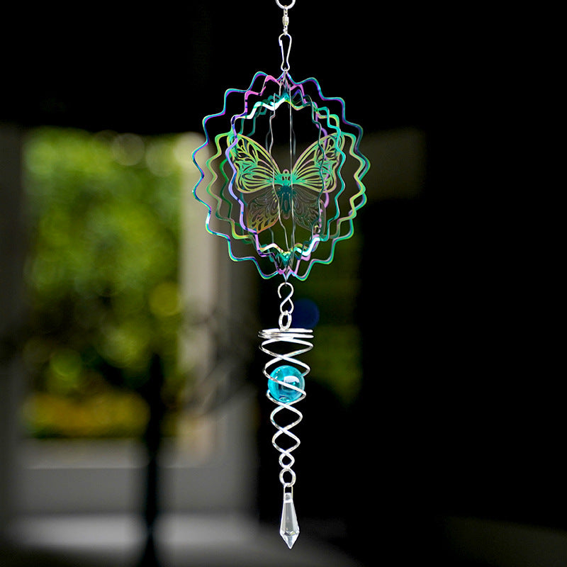 Wind Bell 3D Steel Rainbow Tree of Life with Crystal